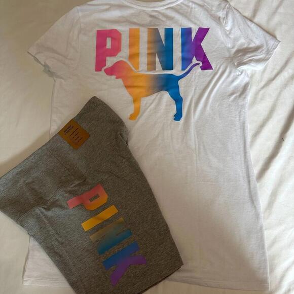 PINK Victoria's Secret T-shirt and Biker shorts - Picture 3 of 3